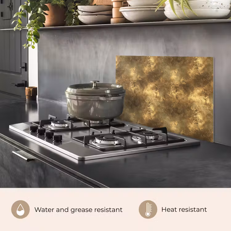 Kitchen splashback for hob - Antique - Metallic look - Gold — 2