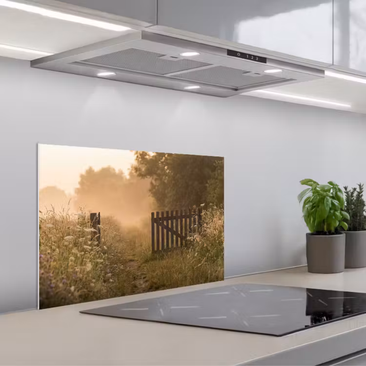 Kitchen splashback for hob - Fence - Nature - Fog - Field — 1