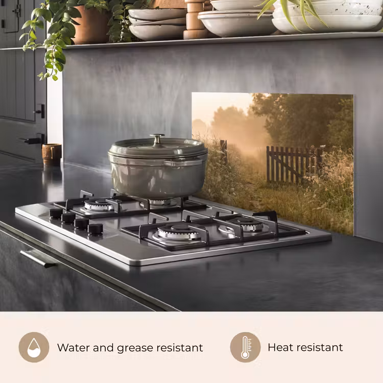 Kitchen splashback for hob - Fence - Nature - Fog - Field — 2