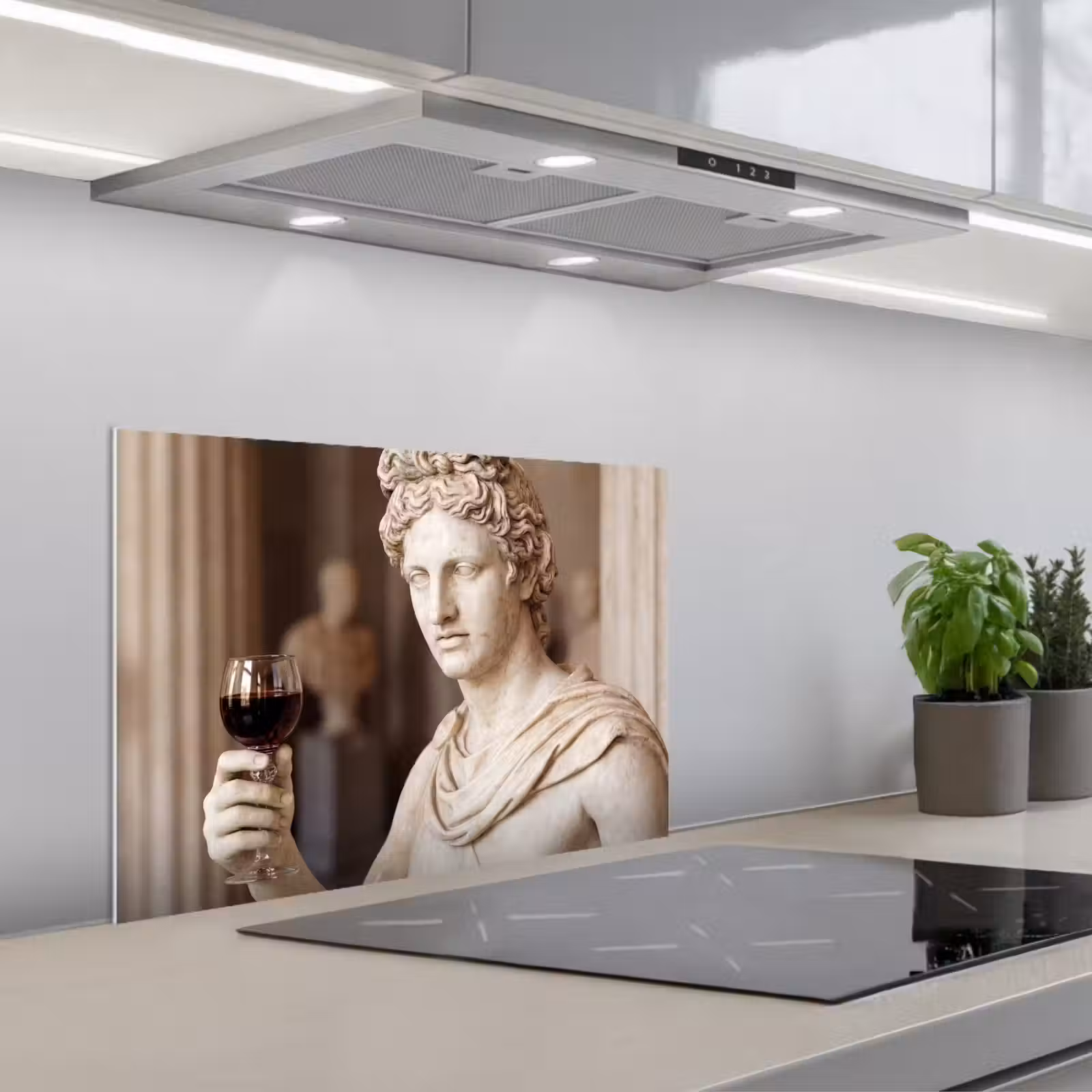 Kitchen splashback for hob - Classic - Marble - Wine — 1