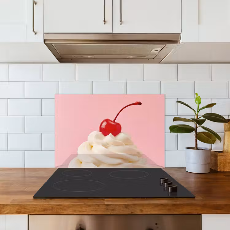 Kitchen splashback for hob - Cherry - Whipped Cream - Pink — 3
