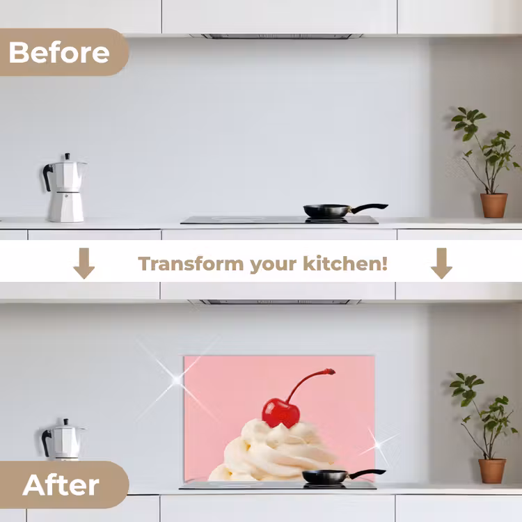 Kitchen splashback for hob - Cherry - Whipped Cream - Pink — 7