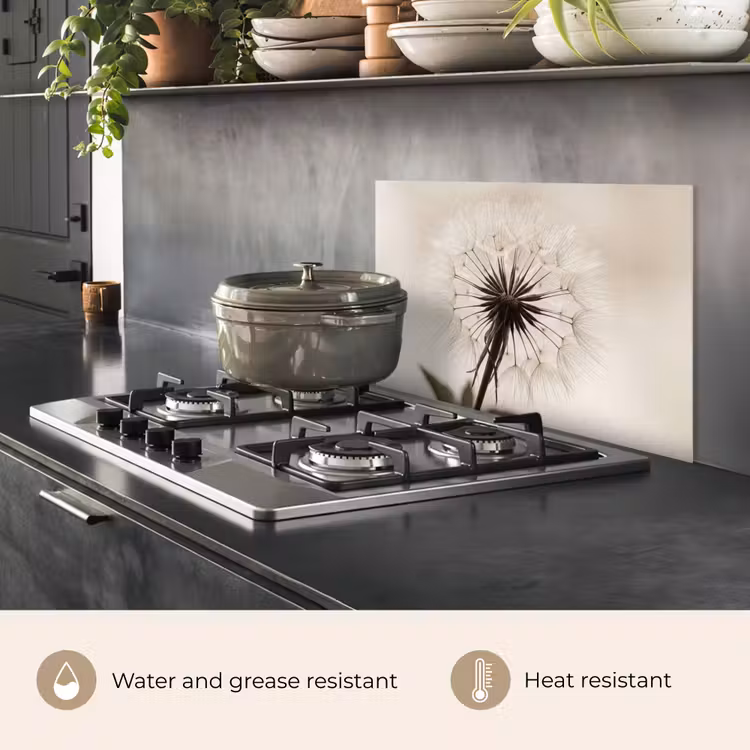 Kitchen splashback for hob - Dandelion - Minimalist - White — 2