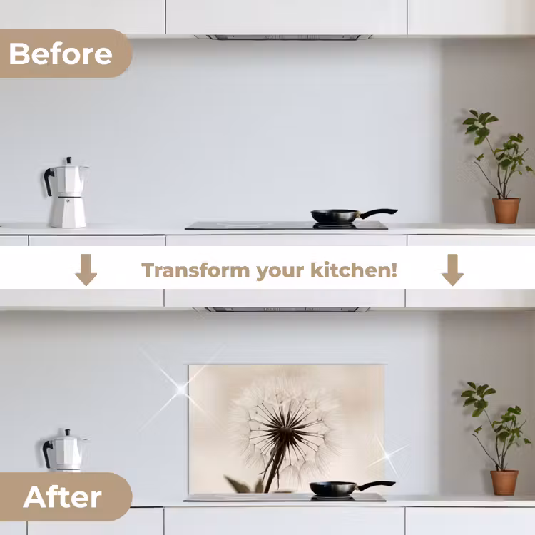 Kitchen splashback for hob - Dandelion - Minimalist - White — 7