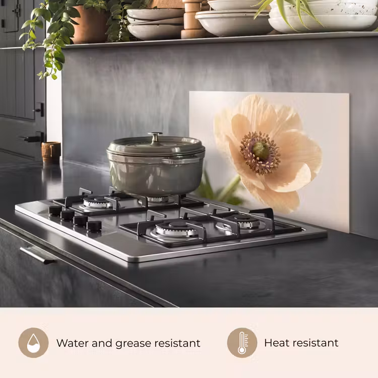 Kitchen splashback for hob - Flower - Minimalist - Green — 2