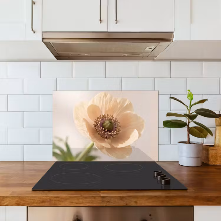 Kitchen splashback for hob - Flower - Minimalist - Green — 3