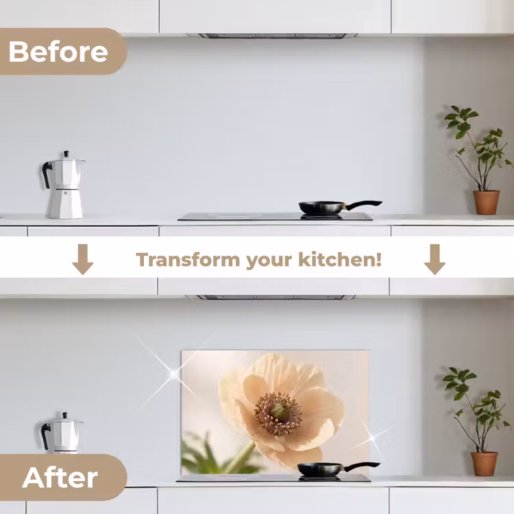 Kitchen splashback for hob - Flower - Minimalist - Green — 7