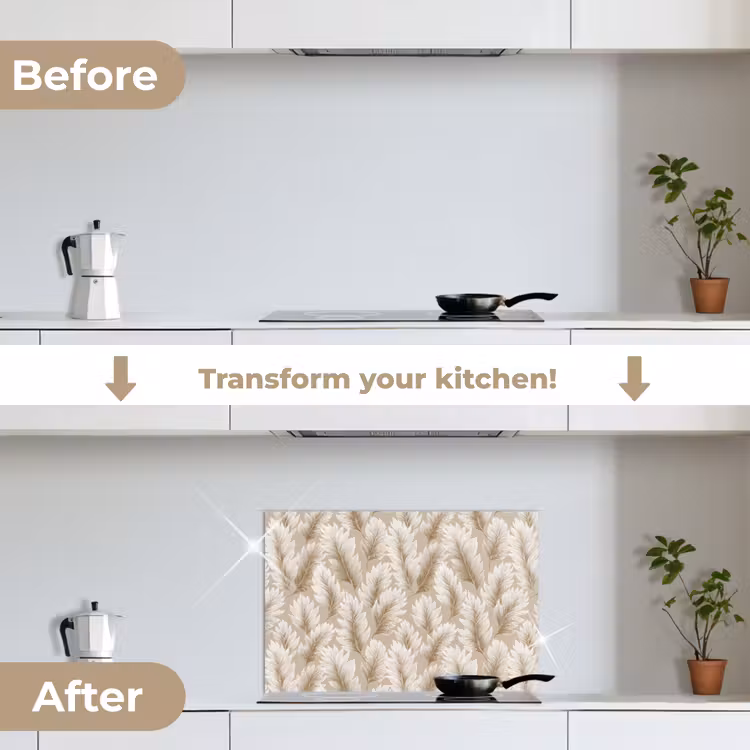 Kitchen splashback for hob - Botanical - Pattern - Beige — 7