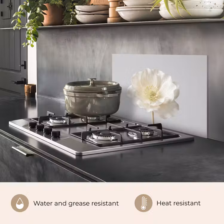 Kitchen splashback for hob - Flower - Minimalist -White — 2