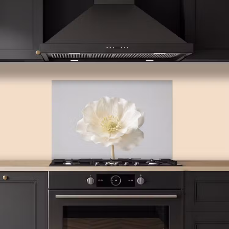 Kitchen splashback for hob - Flower - Minimalist -White — 5