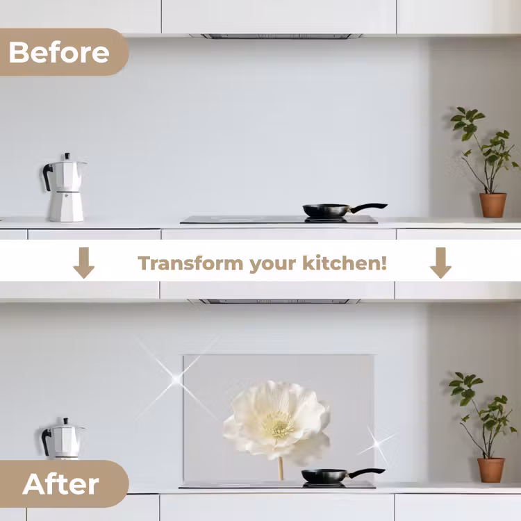 Kitchen splashback for hob - Flower - Minimalist -White — 7