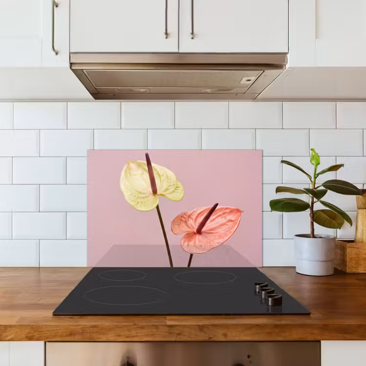 Kitchen splashback for hob - Flowers - Anthuriums - Yellow - Pink — 3