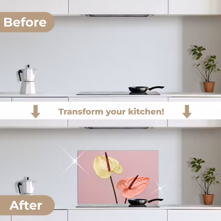 Kitchen splashback for hob - Flowers - Anthuriums - Yellow - Pink — 7