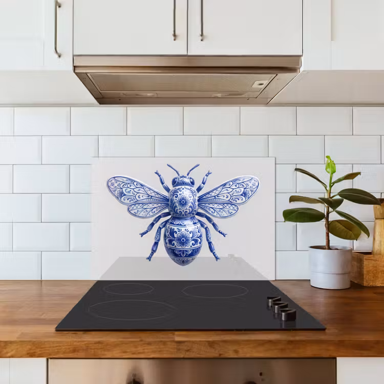 Kitchen splashback for hob - Bee - Modern - Delft - Blue — 3