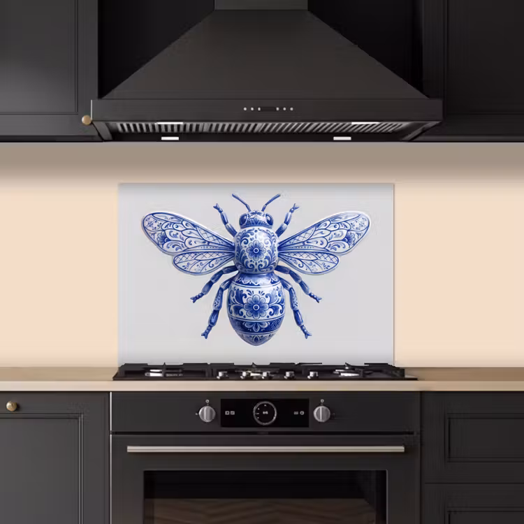 Kitchen splashback for hob - Bee - Modern - Delft - Blue — 5
