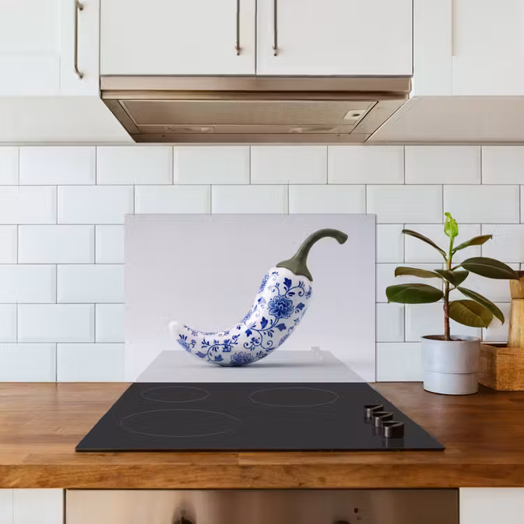 Kitchen splashback for hob - Chili pepper - Ceramic - Blue — 3