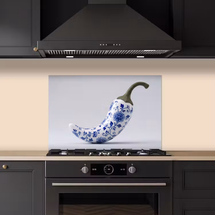 Kitchen splashback for hob - Chili pepper - Ceramic - Blue — 5