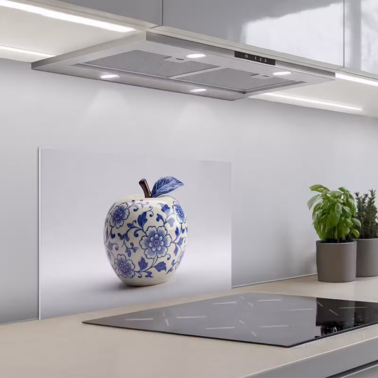 Kitchen splashback for hob - Apple - Blue - Classic — 1