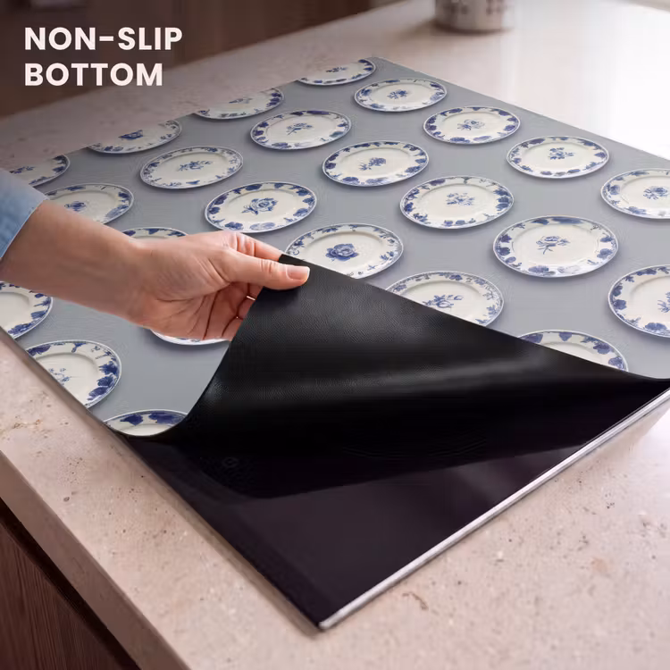 Induction hob protector - Signs - Flowers - Blue - White — 5
