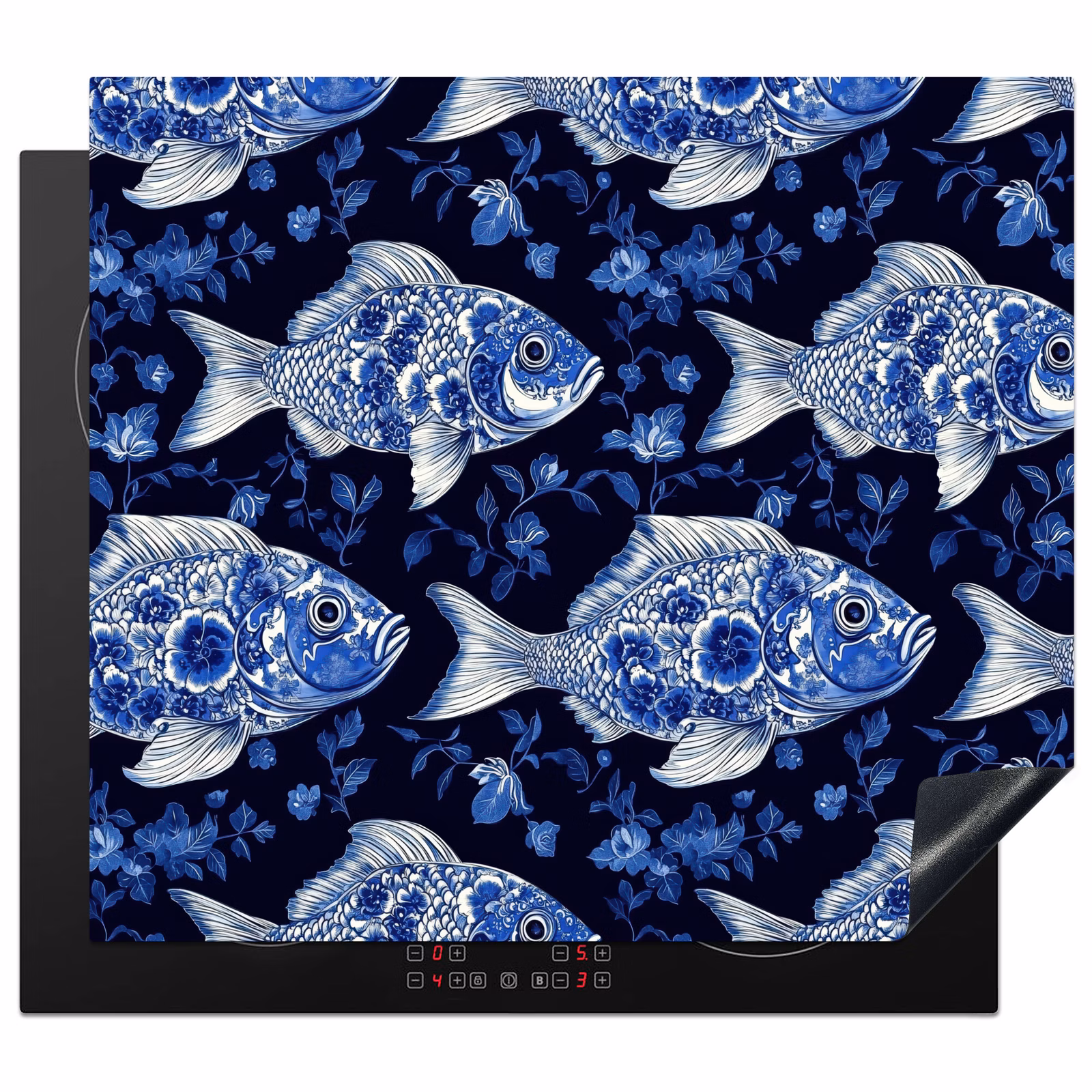 Induction hob protector - Pisces - Flowers - Blue — 1