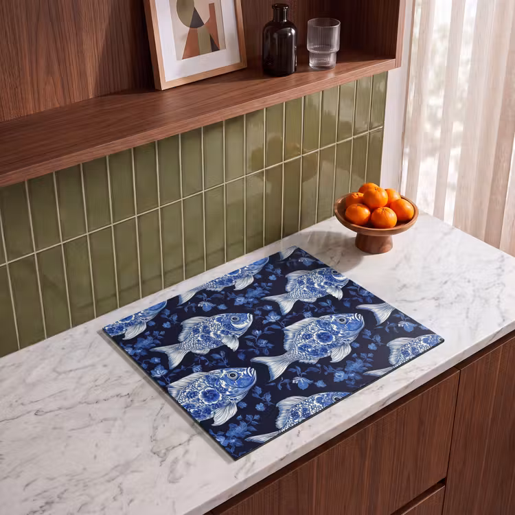 Induction hob protector - Pisces - Flowers - Blue — 4