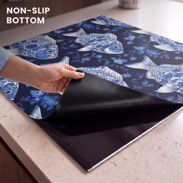 Induction hob protector - Pisces - Flowers - Blue — 5