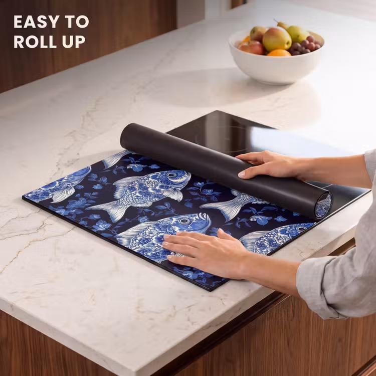 Induction hob protector - Pisces - Flowers - Blue — 6
