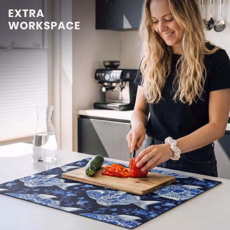 Induction hob protector - Pisces - Flowers - Blue — 7