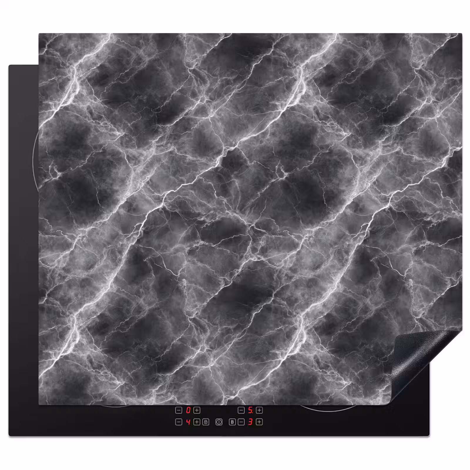 Induction hob protector - Dark gray - Lightning - Marble — 1