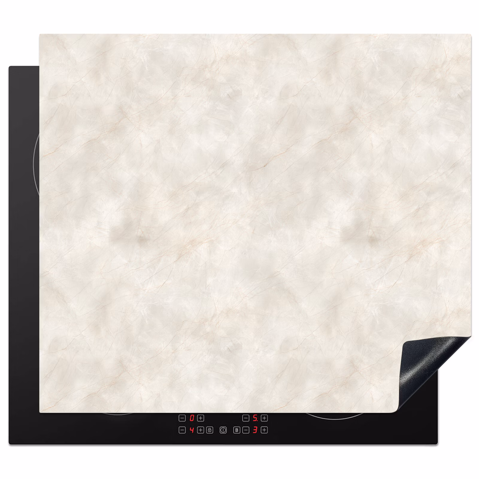 Induction hob protector - Cream beige - Marble - Veins — 1