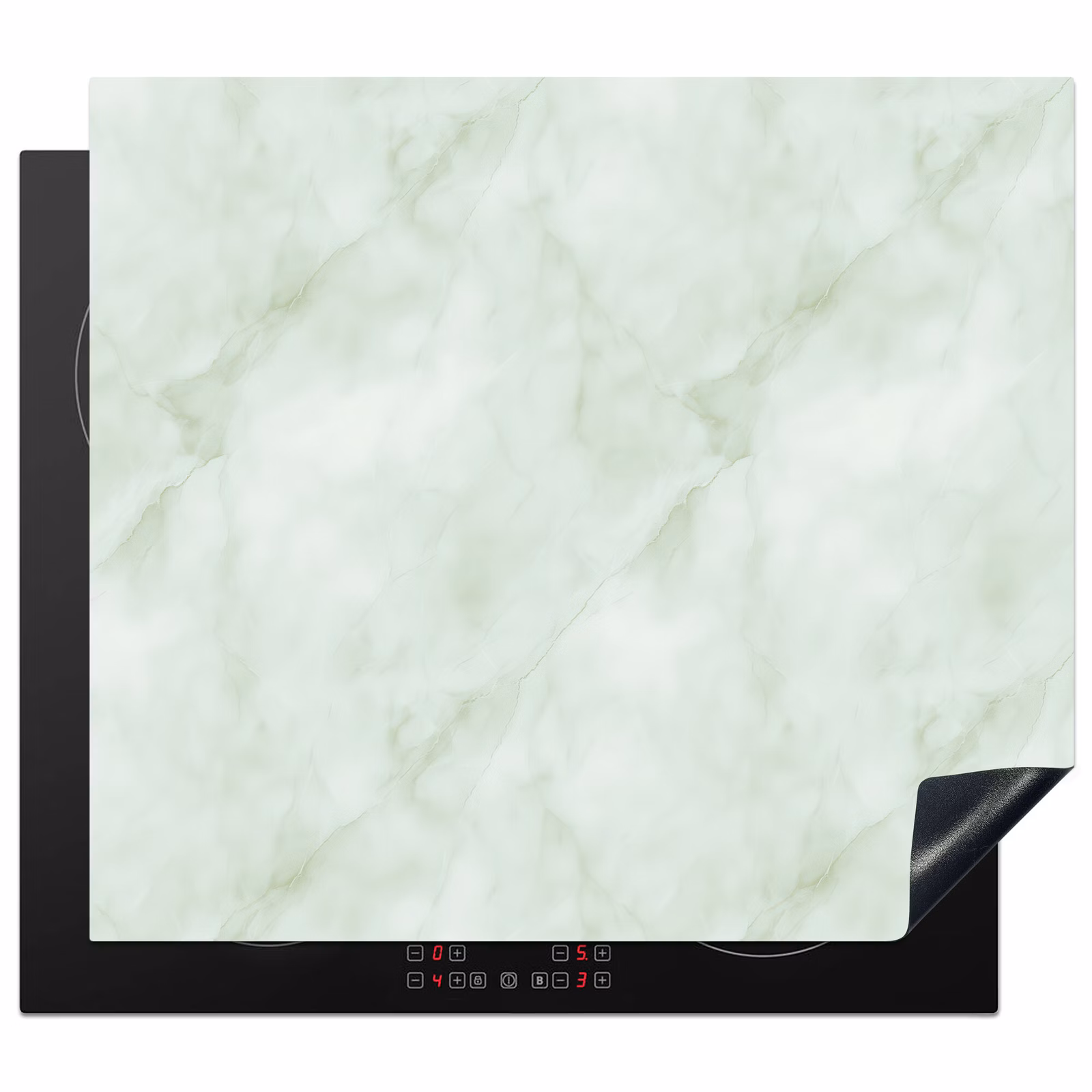 Induction hob protector - Green - Marble - Flowing veins — 1