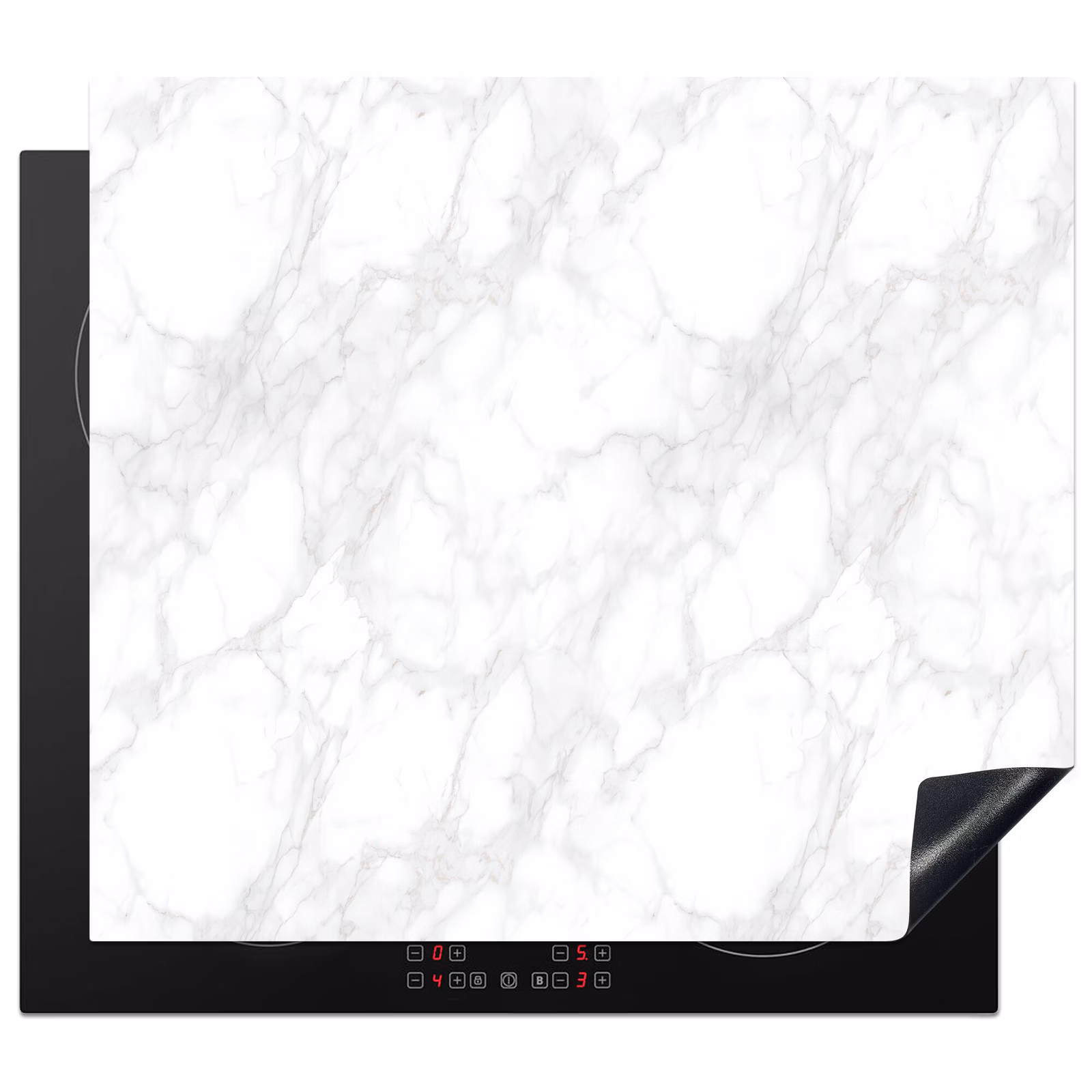 Induction hob protector - Minimalist - White - Gray veins — 1