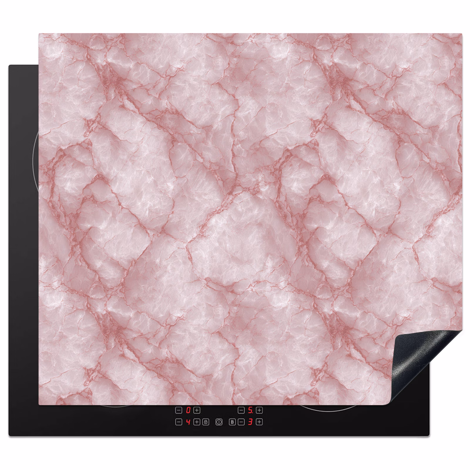 Induction hob protector - Pink - Quartz marble - Veins — 1