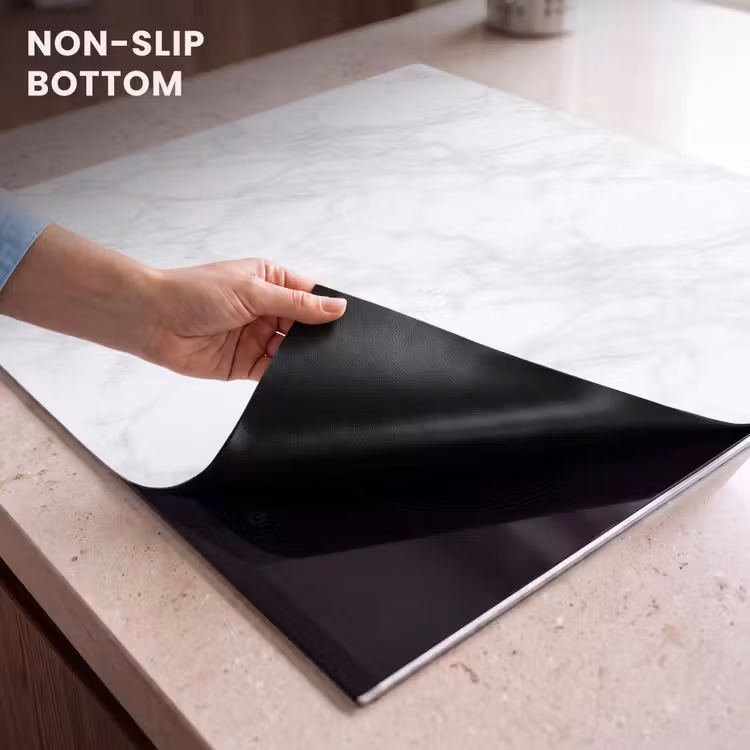 Induction hob protector - Minimalist - White - Gray veins — 5