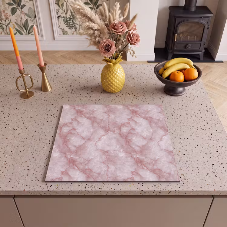 Induction hob protector - Pink - Quartz marble - Veins — 3