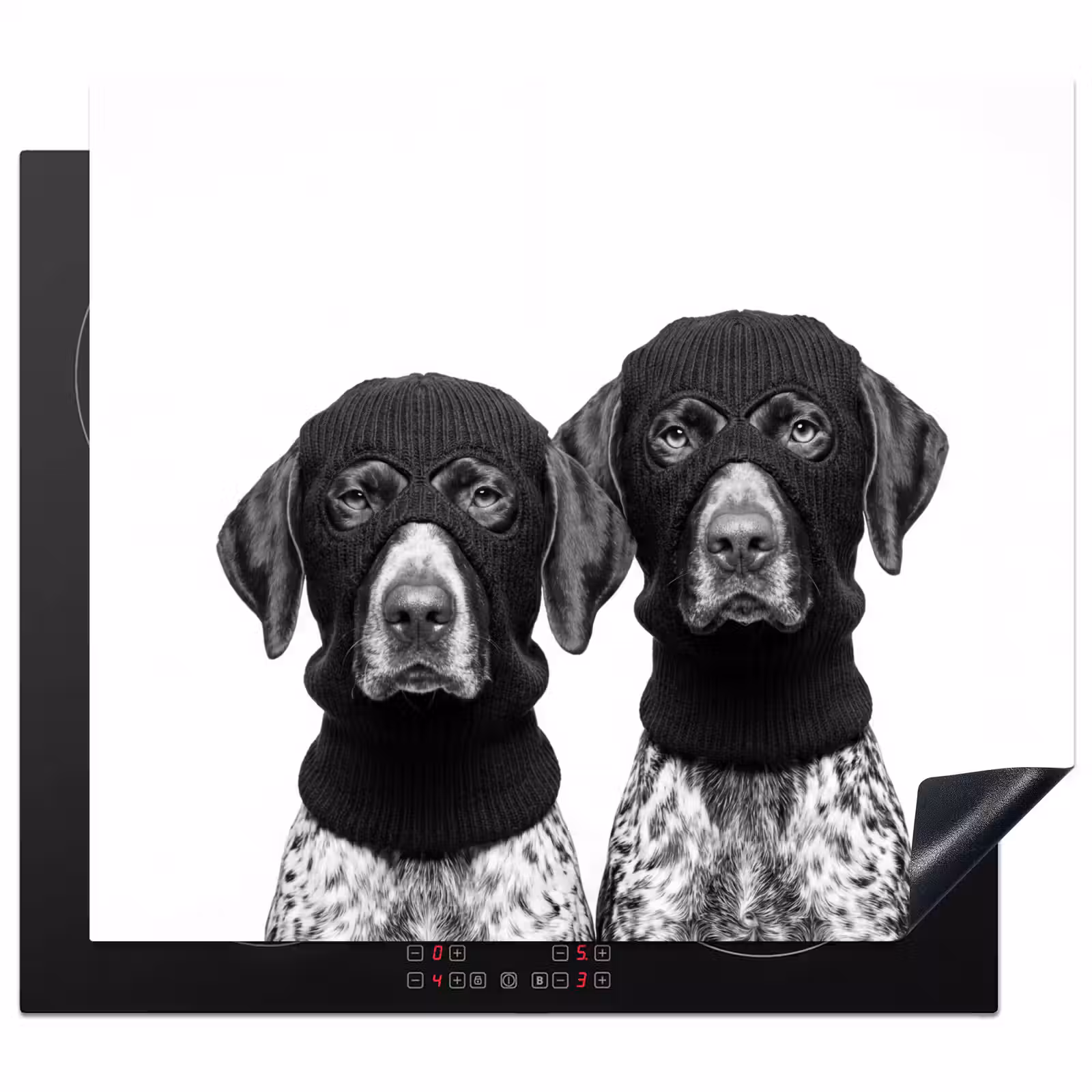 Induction hob cover - Dogs - balaclava - Black - white — 1