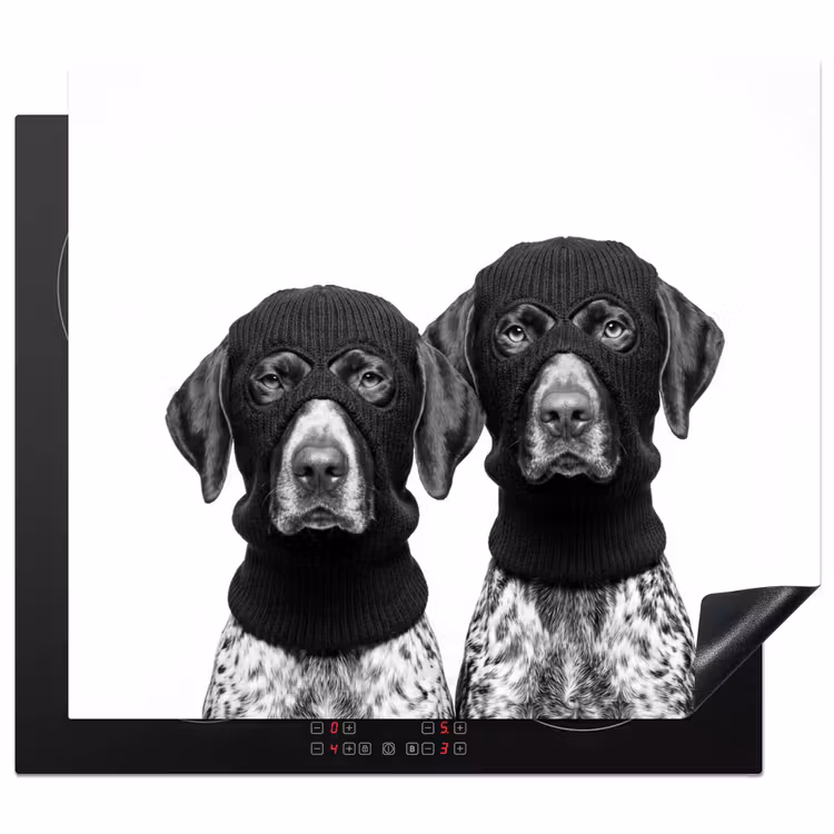 Induction hob cover - Dogs - balaclava - Black - white — 1