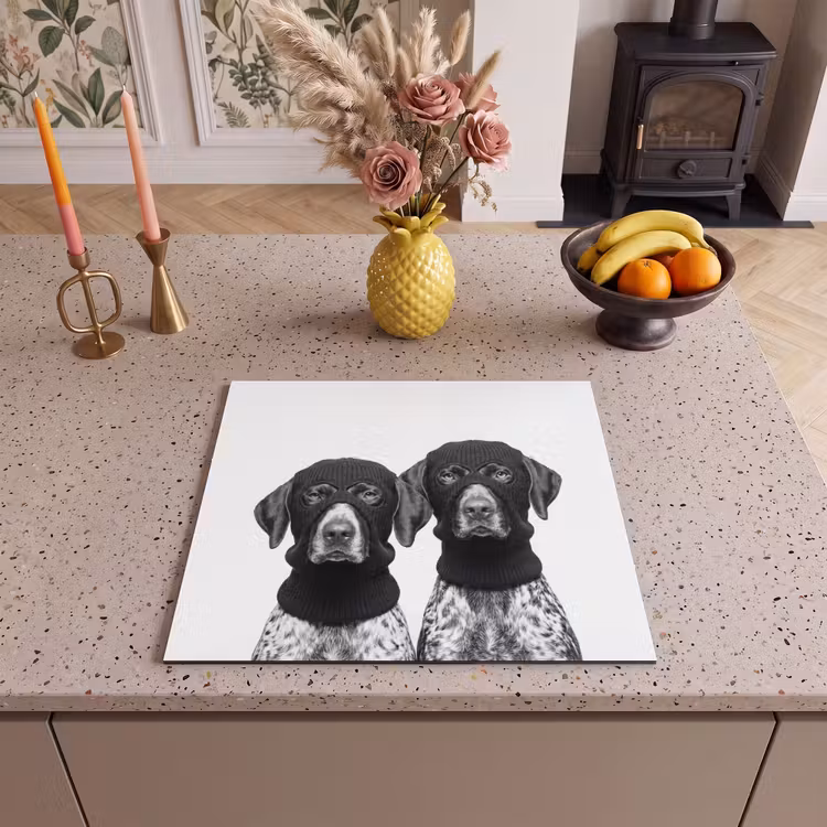 Induction hob cover - Dogs - balaclava - Black - white — 3