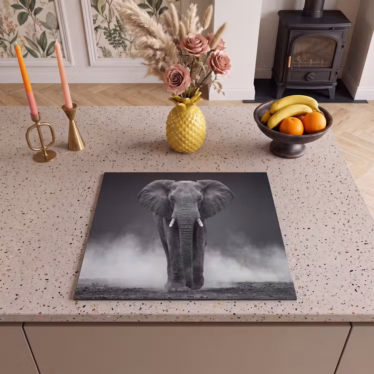 Induction hob cover - Elephant - Black - White - Smoke — 3