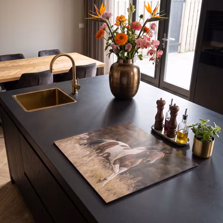 Induction hob cover - Horse - Brown - Grass — 2