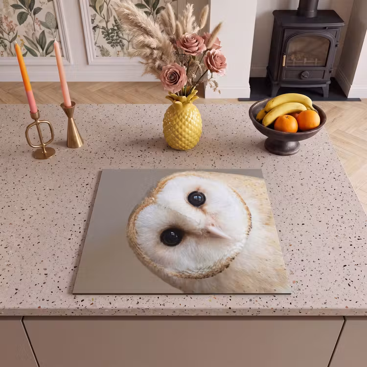 Induction hob cover - Owl - Brown - White — 3