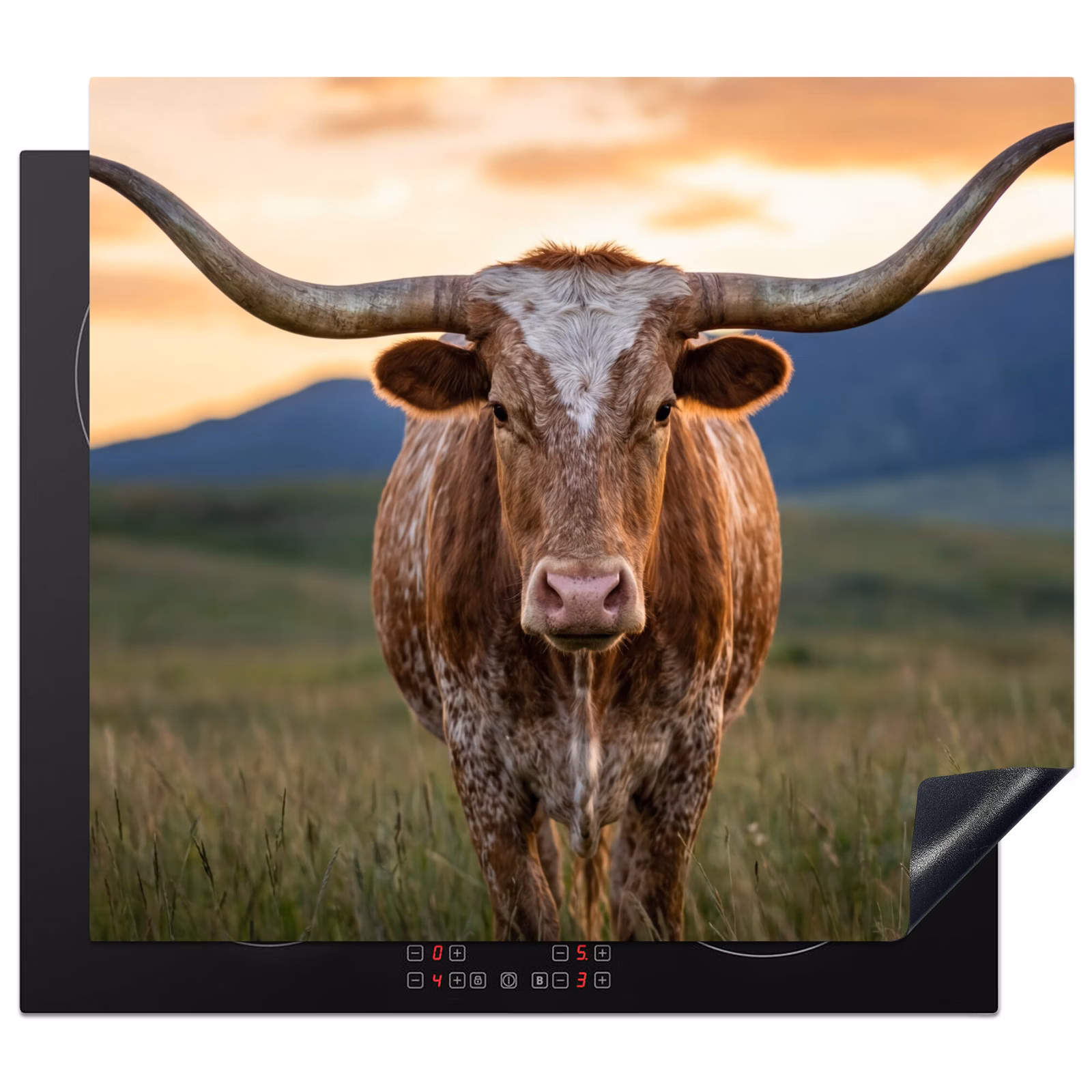 Induction hob cover - Longhorn - Landscape - Sunset — 1