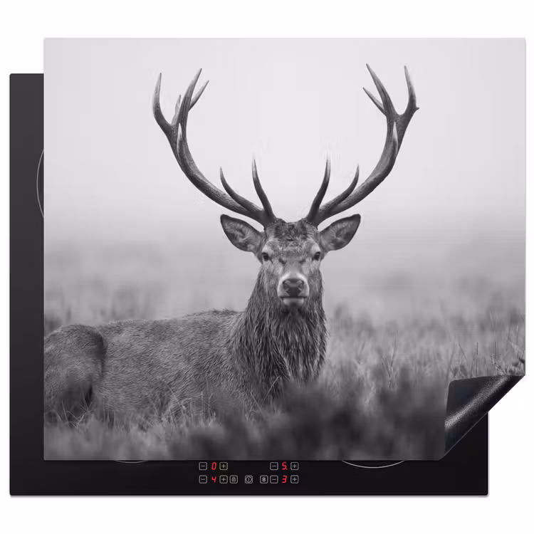 Induction hob cover - Deer - Foggy - Black - White — 1