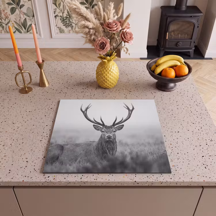 Induction hob cover - Deer - Foggy - Black - White — 3