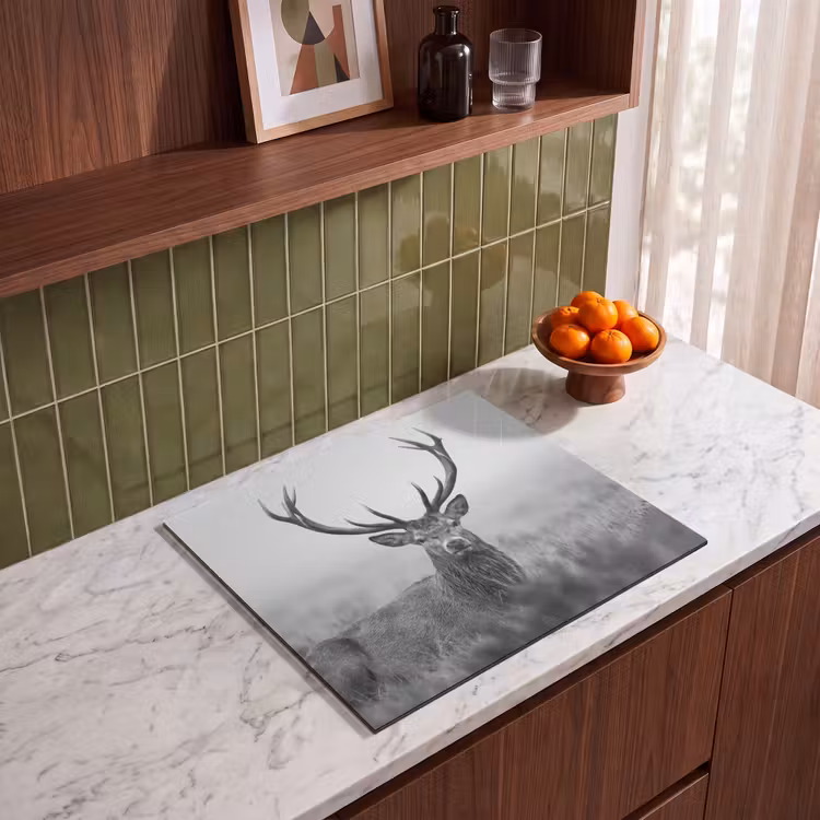 Induction hob cover - Deer - Foggy - Black - White — 4