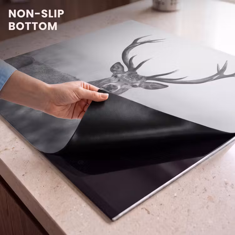 Induction hob cover - Deer - Foggy - Black - White — 5