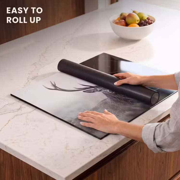 Induction hob cover - Deer - Foggy - Black - White — 6