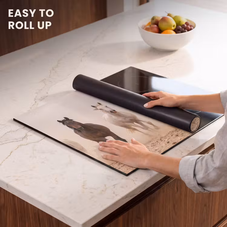 Induction hob cover - Herd of horses - Dust cloud - Brown - Black — 6