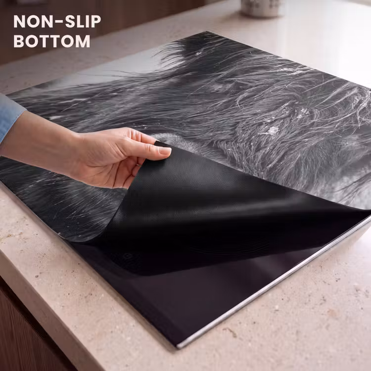Induction hob cover - Scottish highlander - Black - White - Snowflakes — 5