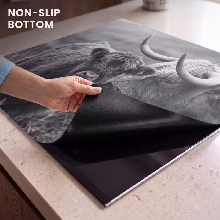 Induction hob cover - Scottish highlander - Calf - Black - White — 5